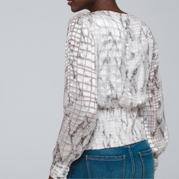White House Black Market White and Gray Blouse - Picture 2 of 6